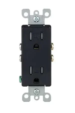 Fast Shipping Leviton Decora 15 amps 125 V Duplex Black Outlet 5-15R 1 pk