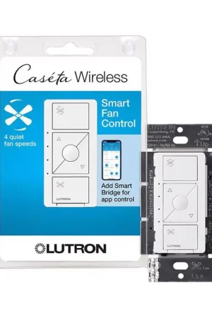Big Sale Lutron Caseta 1.5 amps Single Pole Wireless Smart-Enabled Fan Control White 1 pk
