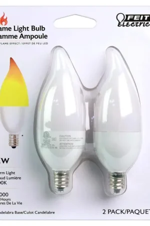 Affordable Feit CA10 (Flame Tip) E12 (Candelabra) LED Flame Bulb Warm White 2 Watt Equivalence 2 pk
