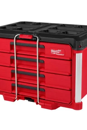 Buy Online Milwaukee PACKOUT 22 in. Modular 4-Drawer Tool Box Black/Red