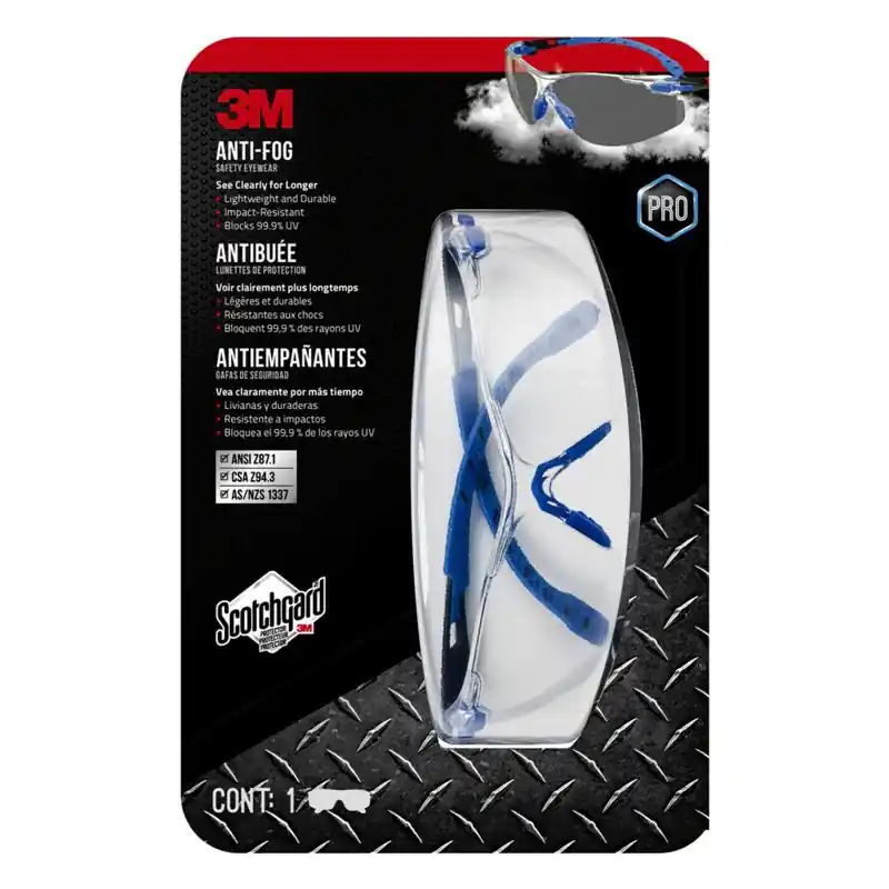 3M Scotchgard Anti-Fog Safety Glasses Clear Lens Black/Blue Frame 1 pk Best Seller