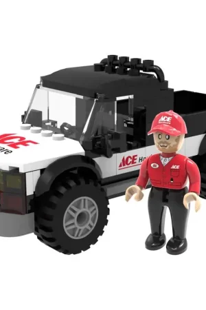Ace Block Pickup Truck Black/Red/White 80 pc Special Discount