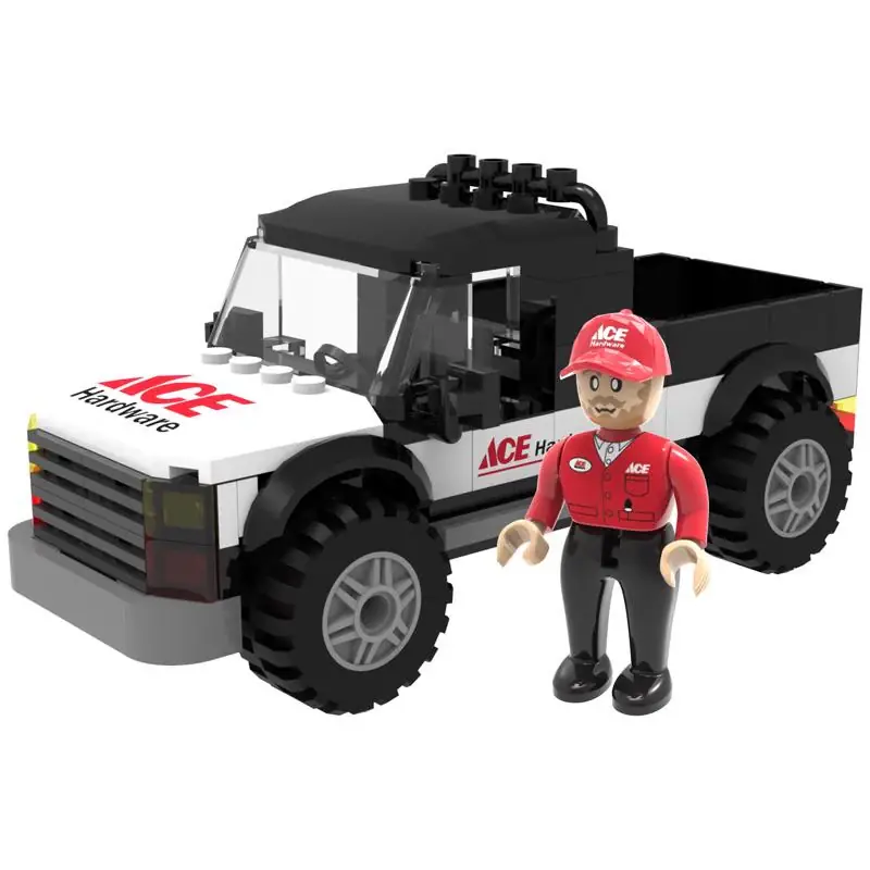 Ace Block Pickup Truck Black/Red/White 80 pc Special Discount