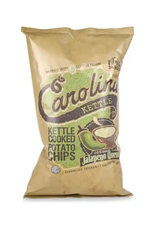 Professional Grade 1 in 6 Snacks Carolina Jalapeno Queso Kettle Cooked Potato Chips 5 oz Bagged, Pack of 14
