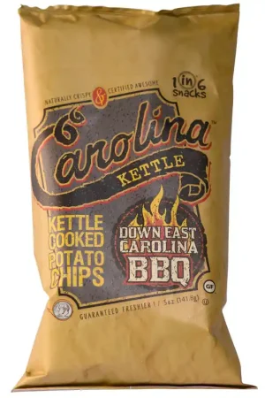 1 in 6 Snacks Carolina Down East BBQ Potato Chips 5 oz Bagged, Pack of 14 Free Returns