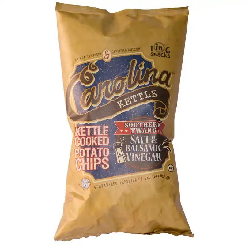 Hot Deal 1 in 6 Snacks Carolina Salt & Balsamic Vinegar Potato Chips 5 oz Bagged, Pack of 14